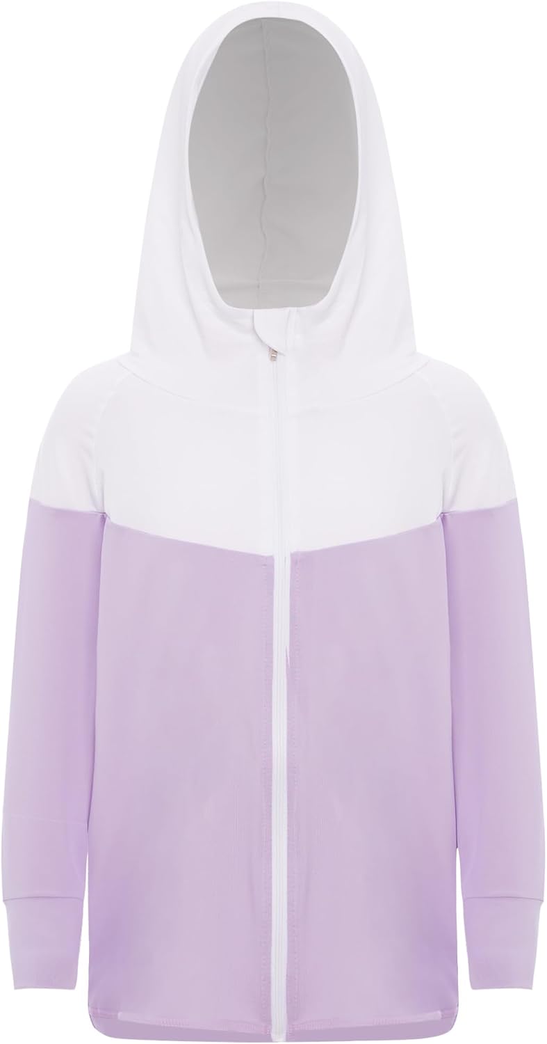 YiZYiF Kids Girls Athletic Zipper Hoodie Running Jogging Exercise Hiking Sports Cycling Color Block Hooded Jacket