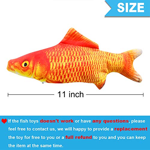 Malier Electric Fish Cat Toys, Realistic Plush Moving Fish Cat Toys, USB Rechargeable Flopping Kitten Toys, Wagging Catnip Toys, Interactive Cat Chew Toys Supplies for Cats Kitten Kitty (Red) - Thumbnail 5