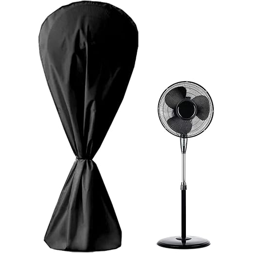 Fan Cover UCARE 420D Heavy Duty Oxford Fan Dust Cover Waterproof Floor Fan Covers for Outdoor Pedestal Fan Cover Standing Round Fans Protector for Indoor Room (Black)