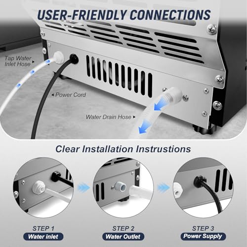 Image of SOZT Under Counter Ice Maker Machine, 100LBS /24H, 20LBS Capacity | Commercial Ice Maker, Self-Cleaning Freestanding Stainless Steel Ice Cube Maker for Home, Bar, Restaurant, Office