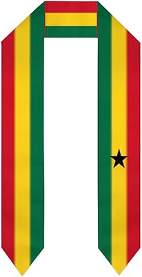 DABOYOZHZH Ghana Flag Graduation Shawl Sash Stole Wraps Scraf For International Study Pride Women Men