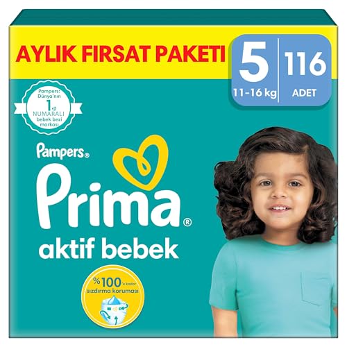 Prima Bebek Bezi Aktif Bebek 5 Beden 116 Adet Junior Aylık Fırsat Paketi