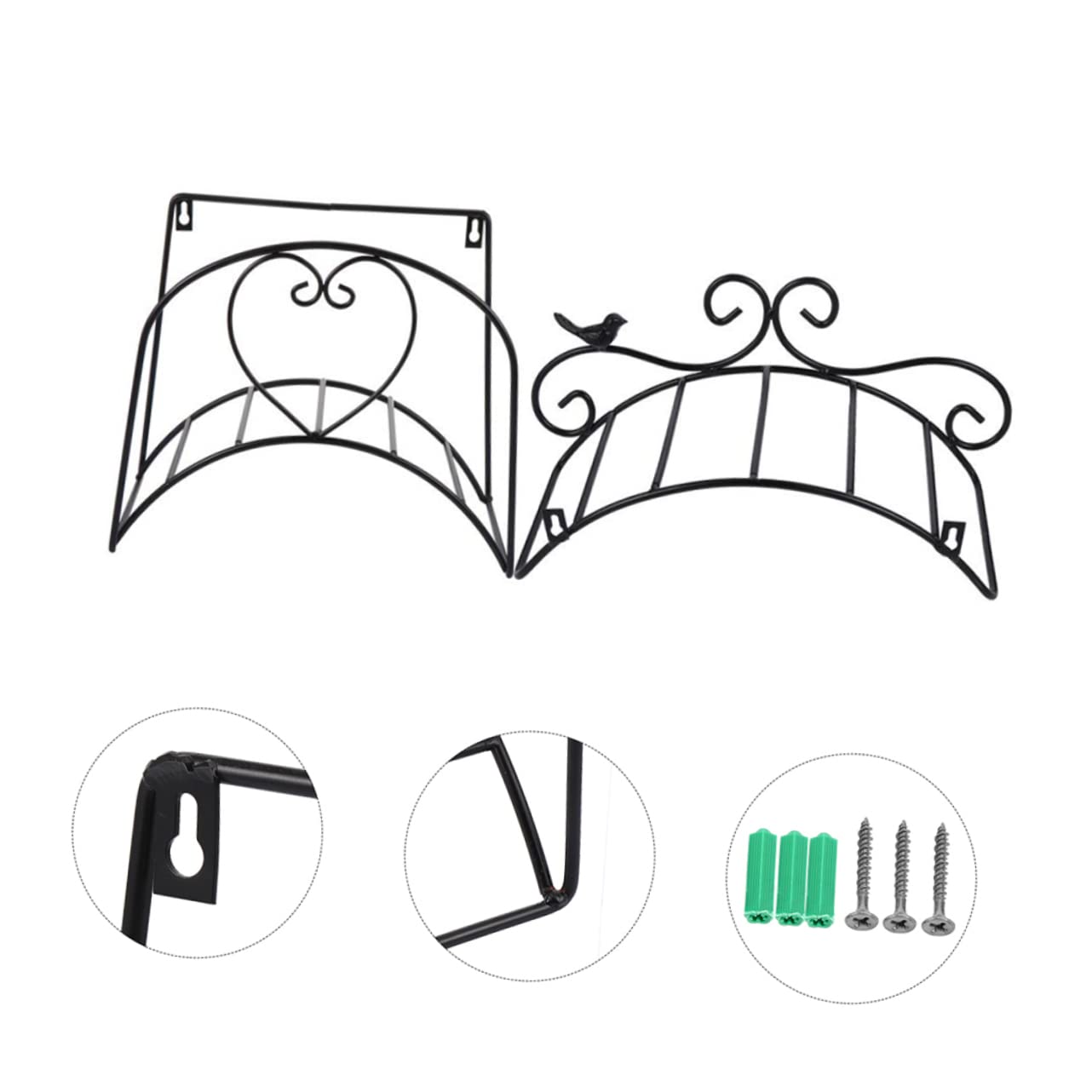 Soporte para Manguera de Jardín 2 Piezas de Hierro Negro | Montaje en Pared, Uso Interior y Exterior, Estilo Antiguo Elegante, para Organizar Mangueras