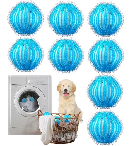 Atrapa pelos de lavadora, 8 piezas quita pelos animales, atrapa pelos reutilizables, bolas lavadoras para la colada para eliminar pelos animales, ropa y ropa de cama (azul)