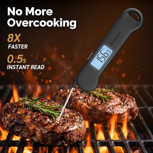 0.5 Sec Instant Read Meat Thermometer Digital for Outdoor Fryer, Black - Image 2
