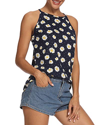 Image of LouKeith Womens Tank Tops Casual Flowy Printed Vest Shirts Sleeveless Cotton Soft Summer Tees Blouses