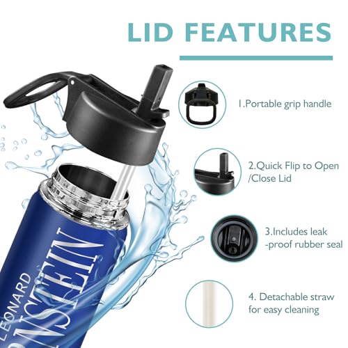 Image of Ships from USA,Personalized 18 oz Stainless Steel Water Bottle for Kids & Adults | Vacuum Insulated, Double-Wall with Straw Lid | 6 Colors Available | Custom Name & Text | Ideal Gift