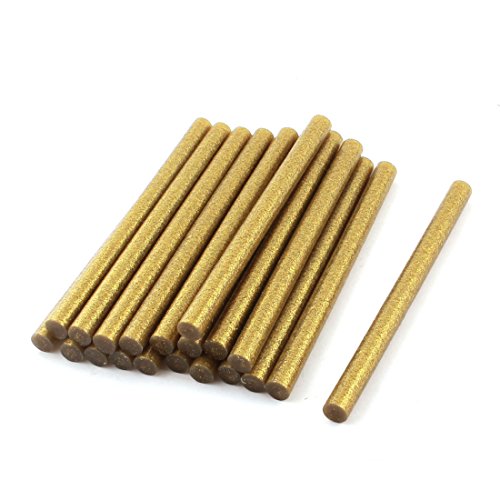 uxcell 20 Pcs Gold Tone Glitter Electric Hot Melt Gun Glue Stick 11mm x 150mm