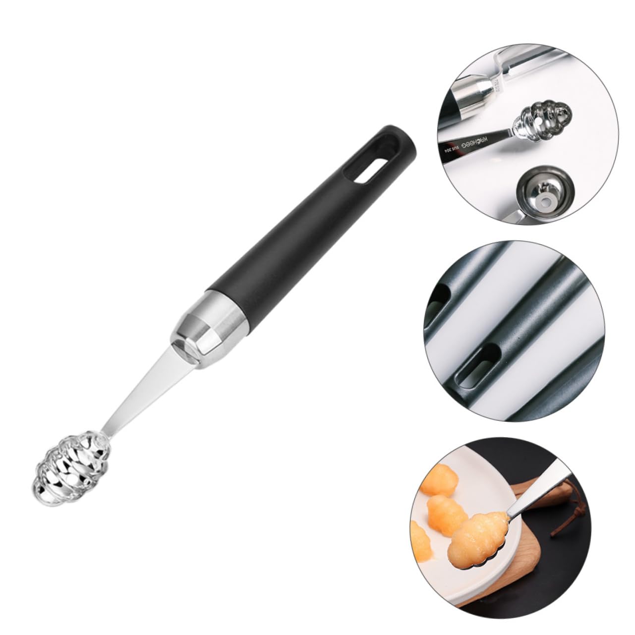 Cabilock Fruit Scoop Melon Baller 304 Stainless Steel Ball Spoon Easy to Carve Melon Clean Safe