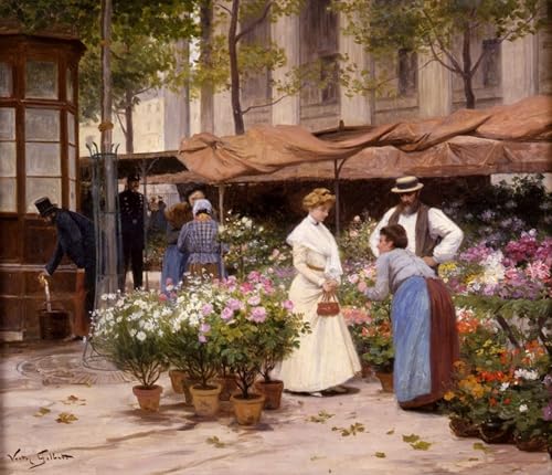 Gabriel Gilbert Le Mercato Dei Fiori impression d'affiches sur toile décoration murale 60x90cm