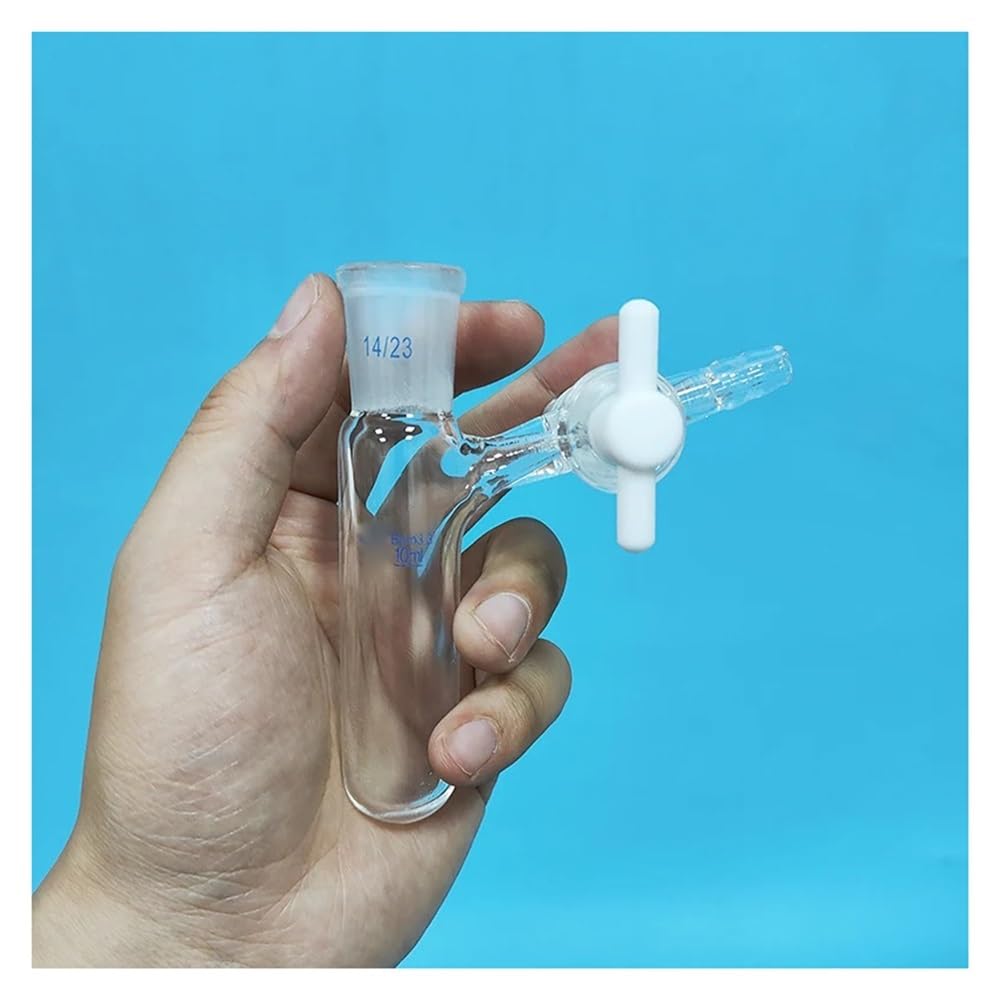 Vetreria da laboratorio Provetta di reazione in vetro borosilicato ad alto tenore di carbonio con valvola in PTFE e bocca smerigliata standard, capacità 10 ml e giunto 14/23
