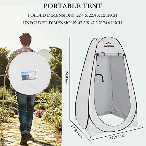 Image of Your Choice Pop Up Shower Tent 47.2 inch Wx74.8 /82.7 inch H Privacy Changing Tent | Waterproof Silver Coating Portable Shelter with Carry Bag for Camping, Beach, RV, Hiking, Fishing