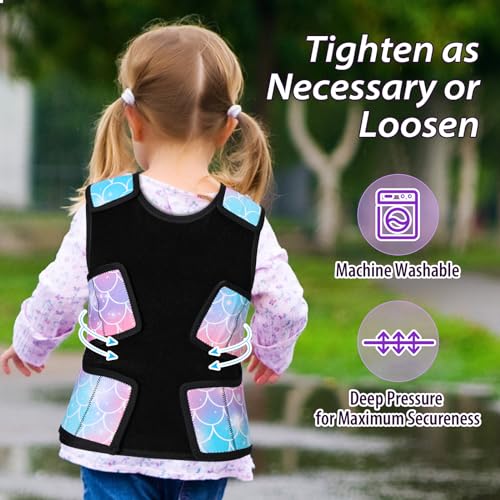 Image of Janmercy Kids Compression Vest Ages 2 to 9 Soft Adjustable Breathable Neoprene Comfort Vest for Boys Girls School Home Daily(Mermaid,M)
