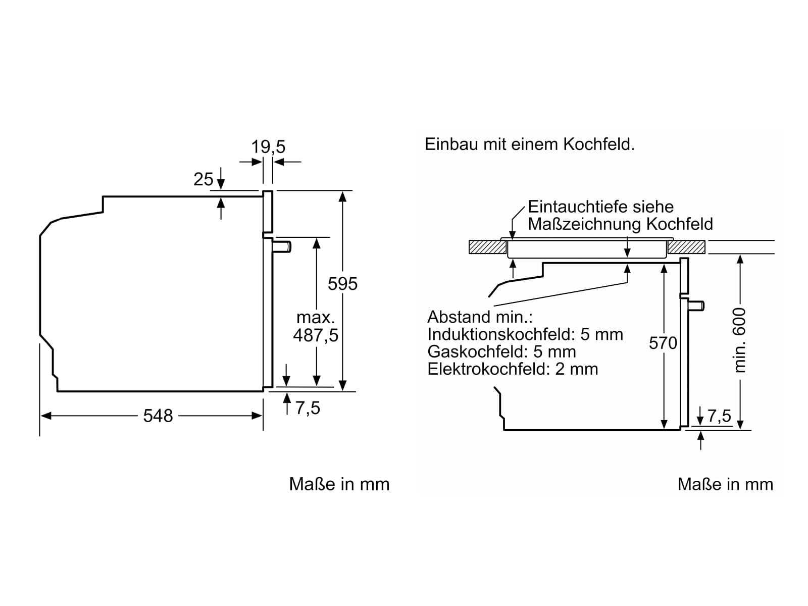 Bosch HRG578CB7, Serie 6, Smarter Einbau-Backofen mit Dampfunterstützung 60 x 60 cm, Made in Germany, Pyrolyse, Bratenthermometer, Air Fry Funktion, 3D-Heißluftfunktion, Soft Close, Backofenassistent