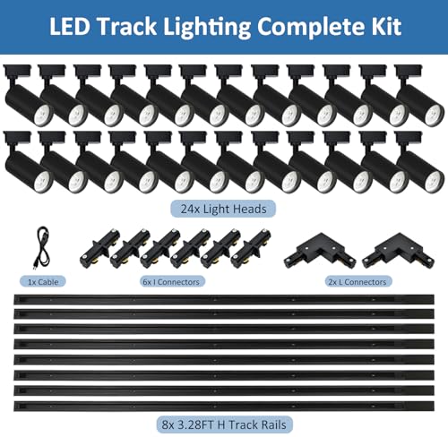 Image of H Type LED Track Lighting Heads 24 Track Lights 3000K 20W 2400lm