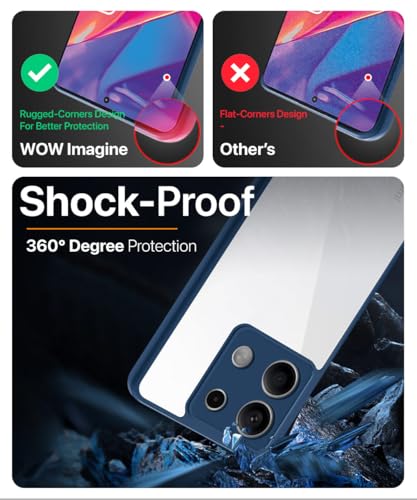 Image of WOW IMAGINE Shockproof Hybrid Back Cover for Xiaomi Mi Redmi Note 13 5G | Hard Slim fit Back Case | PC & TPU | Clear Transparent Case - Blue