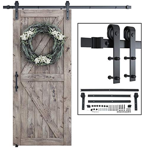 Preisvergleich Produktbild laufschienen für schiebetür set,244cm Schiebetürbeschlag Set,Hängeschiene Schiebetürsystem Zubehörteil mit plattierten Elektrotauchlacken Schienensplei - J shaped roller,glatt und leise