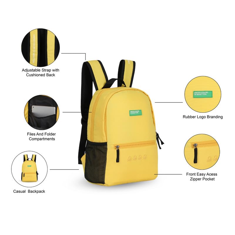 Image of UNITED COLORS OF BENETTON Citron Unisex 2 Compartment 12 L Casual Backpack - Yellow