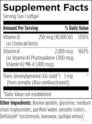 Designs for Health D-Evail 10K - 10,000 IU Vitamin D Supplement with Vitamin K (K1, K2 as MK-4) + GG - Bone, Cardiovascular + Immune Support - Improved Bioavailability Vitamin D3 (60 Softgels) - Image 6
