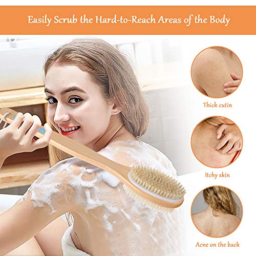 Uraqt Body Brush Back Scrubber, Long Handle Bath Shower Brush With Soft And Stiff Bristles, Double-Sided Brush Head For Wet Or Dry Brushing, Exfoliating Massage - 5