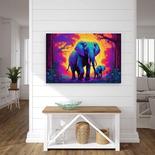 Toile murale abstraite éléphant coloré DEBAOKA cadre moderne 60x90cm