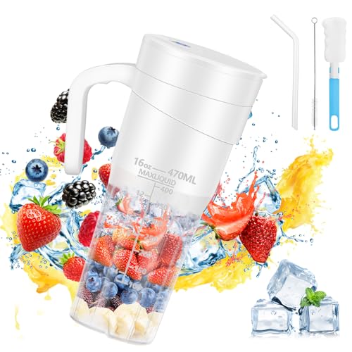 Portable Blender for Shakes and Smoothies: Travel Blender,16 Oz Mini Blender with 6 Blades,USB Rechargeable,for Making Fresh Juice, Convenient for Travel and Sports