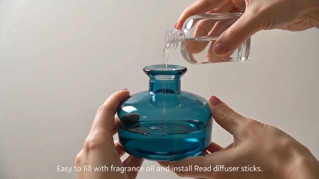 Botella Difusora de Vidrio para Aromaterapia 200ml Azul miniatura 7