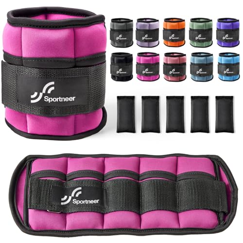 Image of Sportneer Adjustable Ankle Weight, 0.9-4.5kg Adjustable Ankle Weight Arm Wrist Leg Weight Straps for Women Men Kids, Weighted Ankle Weights Set for Gym, Fitness, Workout | 2.3kg Each,4.5kg Pair