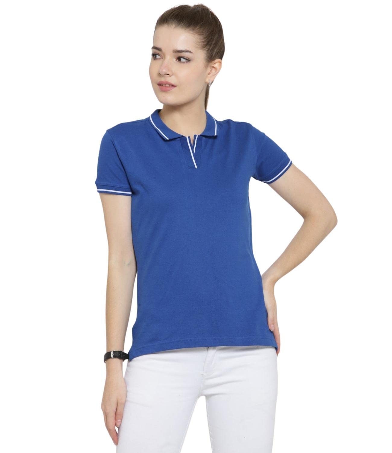 Women's Regular Fit 100% Pure Organic Cotton Polo T-Shirt | Womens Polo Collar Neck T-Shirt | Cotton Plain Polo Neck Half Sleeve T-Shirt | Tshirts for Women