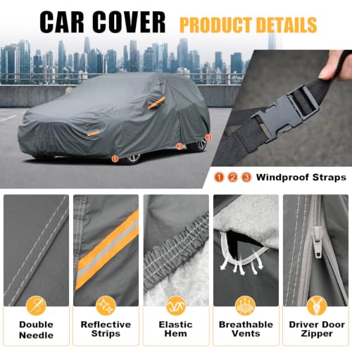 Image of GUNHYI 16 Layers Hatchback Car Cover Waterproof All Weather, Universal Fit vw Golf /Rabbit, Toyota Matrix /Corolla, Ford Focus, Mazda 3, Nissan Leaf, Subaru Impreza, Mini Clubman, Volvo V40 etc.