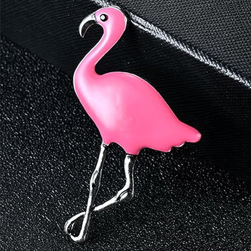 Image of Flamingo Brooch Pin for Women Pink Enamel Lapel Pin Lucky Bird Animal Corsage Badge Pins Accessories Jewelry for Cloth Dress Christmas