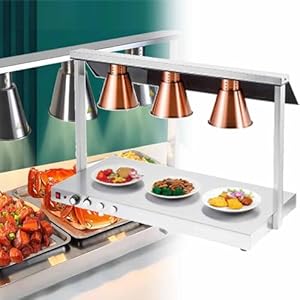 Commercial Heat Lamp Food Warmer, Commercial Food Heat Lamp, Restaurant Kitchen Equipment, French Fries Pizza Barbecue Preservation Heat Lamp,Bronze-threeheads