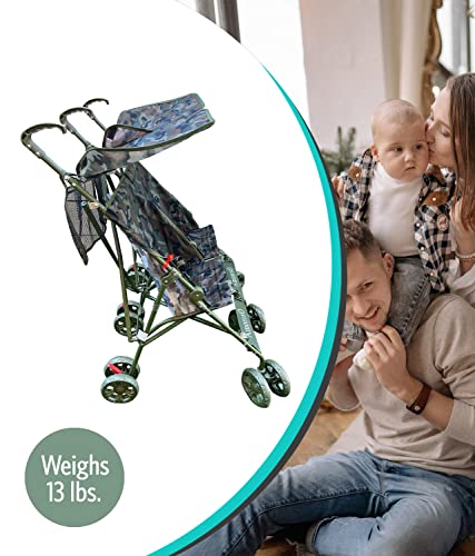 Amoroso Twin Lightweight Double Umbrella Stroller | Easy To Clean Baby Stroller With Four Wheels | Foldable & Travel-Ready Compact Stroller | Sunlight And Light Rain Protection | Camouflage #TOP1