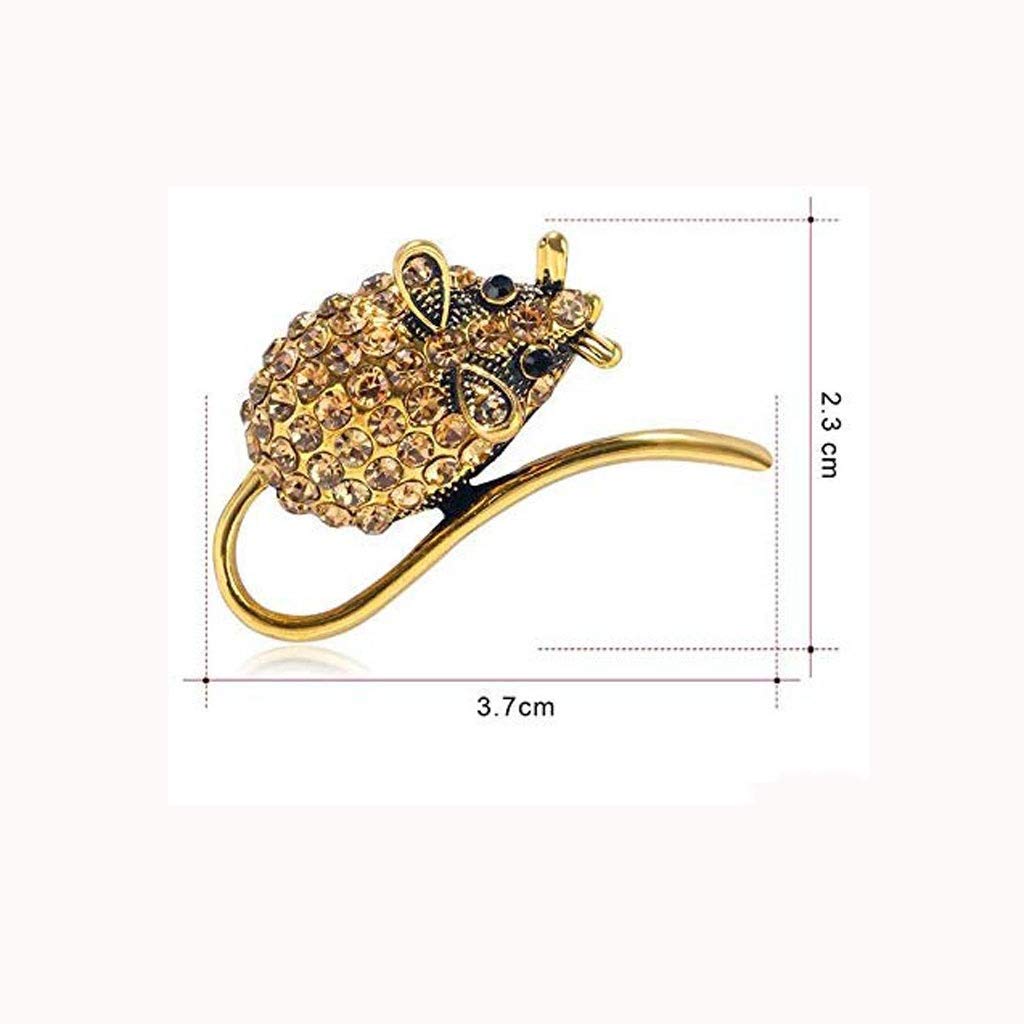 RWRAPS Brosche Brosche,Frau Brosche Maus Modellierung Brosche Pin Abzeichen Brosche Kristall Strass Brosche Schmuck Kleid Schal Schal Clip Für Mädchen (Farbe: Blau) (Gold)