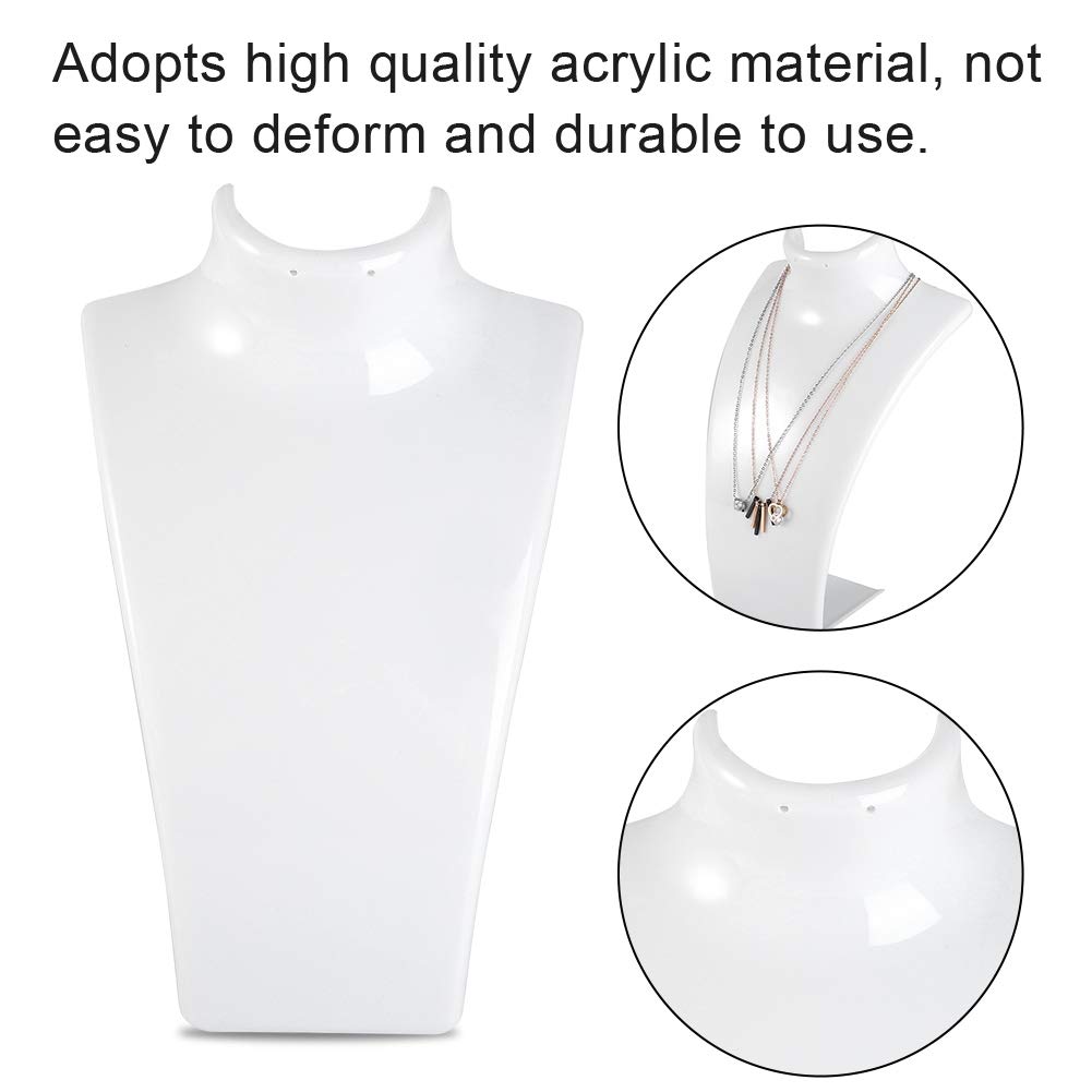 Salmue Mannequin Jewelry Display Stand, Pendant Necklace Holder, White Plastic Figure Stand