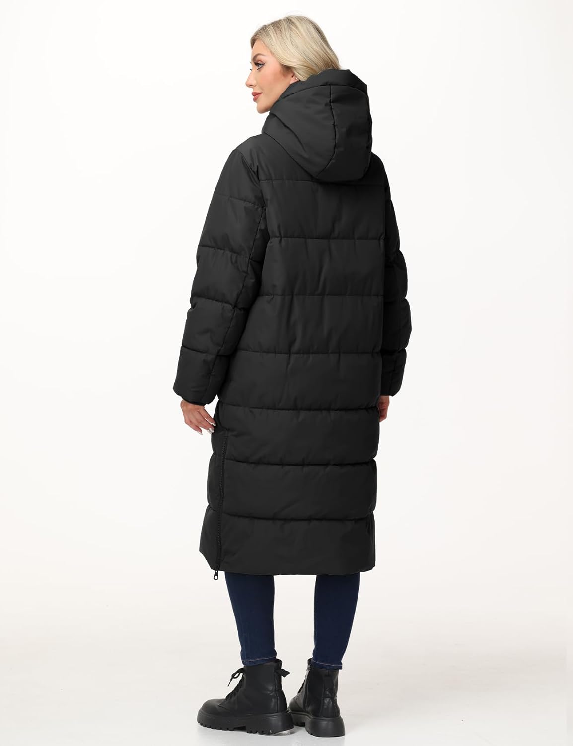 PEHMEA Women's Long Winter Puffer Jacket - Warm Longline Hooded Maxi Down Coat for Women - Image 4