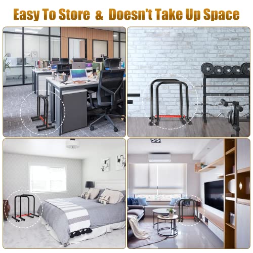 Surwit Dip Barren draagbare dip station fitness bar, workout pull-up dip stand, verstelbare lichaamspers bar stabilisator parallette push up voor thuistraining, met 2 verstelbare bar - Image 7