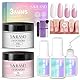 Saviland Dipping Powder Nails Set:【Clear&Rosa】Dipping Powder Nails für Nagel Reparatur,Nagelkleber Nagelfeile Nagelbrush für Nagel Reparatur Set,Schnelltrocknend Nagelkleber Dipping Powder Starterset