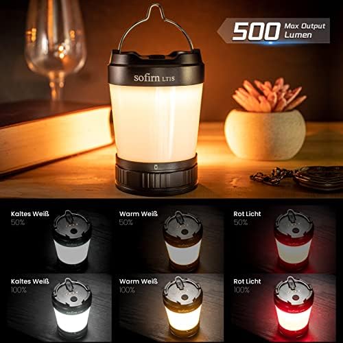 sofirn LT1S Lantern Camping Light, Rechargeable USB Led Camping lamp Super Bright 500 lumens with 40 Individual LED Bulbs 2700K to 6500K with red Light for Hunting Hiking