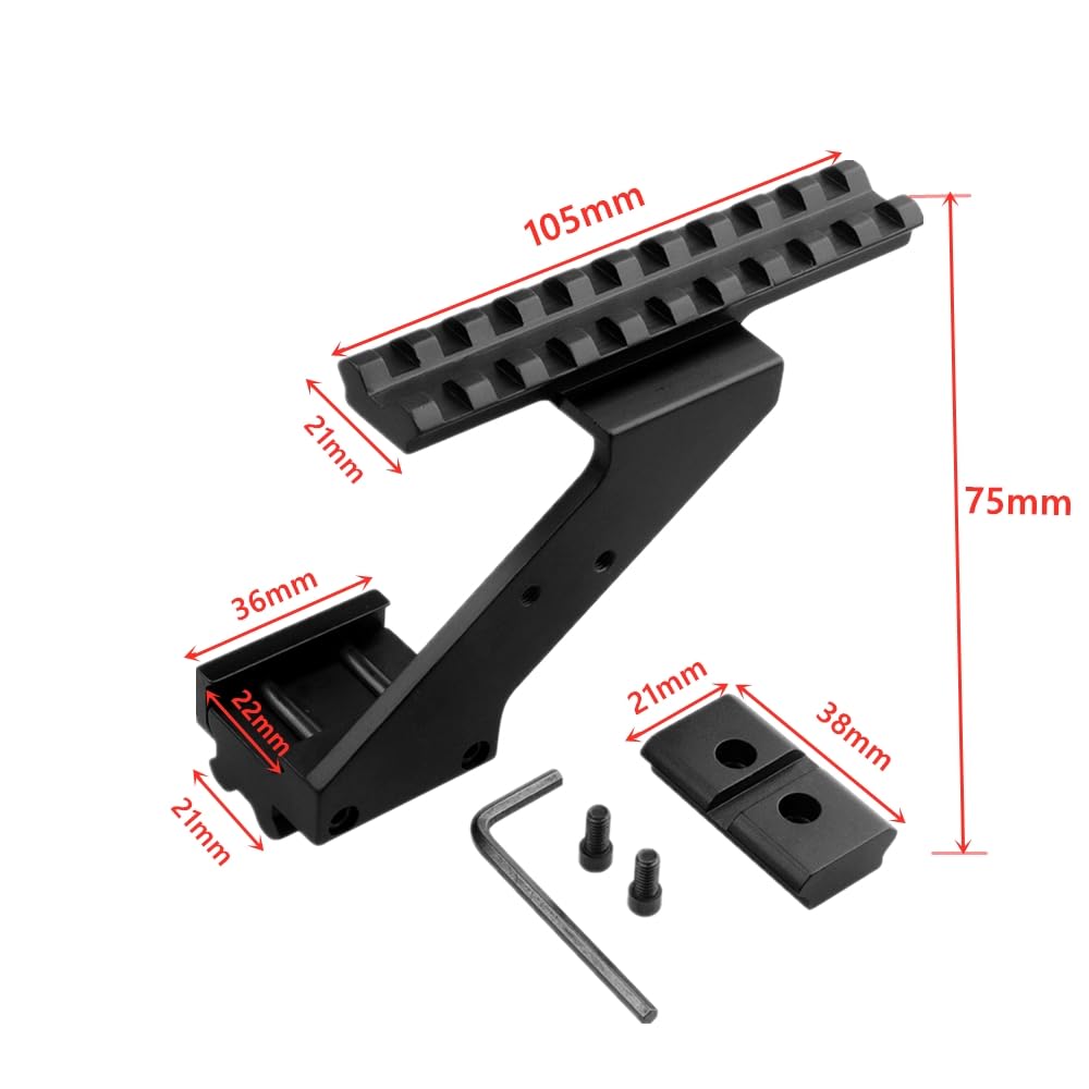 Aluminium 21mm Picatinny Rail Mount for Pistol Sight Mounts with Front Accessory