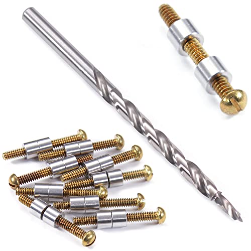 Loveless Fasteners (10 Pack) with Step Drill for DIY Handles &amp; Knife Handle Repair - USA Size (0.250 x 6-32US x 1.15 Inch) - (Stainless Steel/Brass)