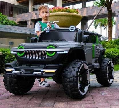Image of Double Seater XL Size 12V Kids Jeep (Hummer, Grey)
