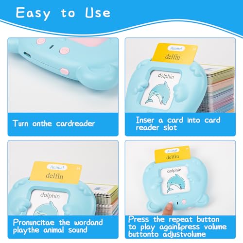 Image of 510 Words Talking Flash Cards Learning Montessori Toys Speech Therapy Toys, Autism Sensory Toys for Autistic Children, Flash Cards for Toddlers Boys and Girls Bilingual English and Spanish