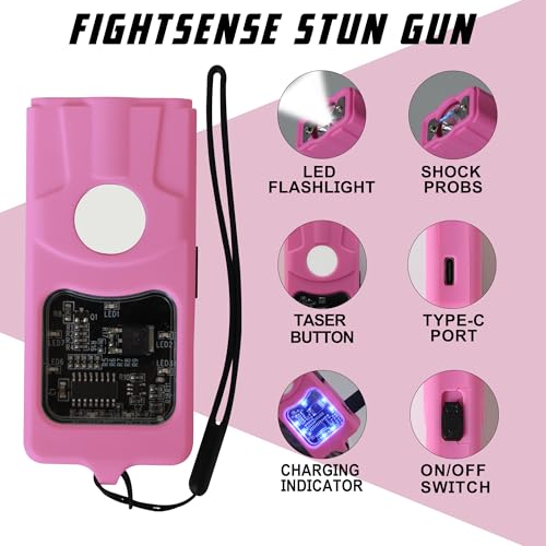 FIGHTSENSE Tactical Stun Gun Flashlight Combo With Safety Switch