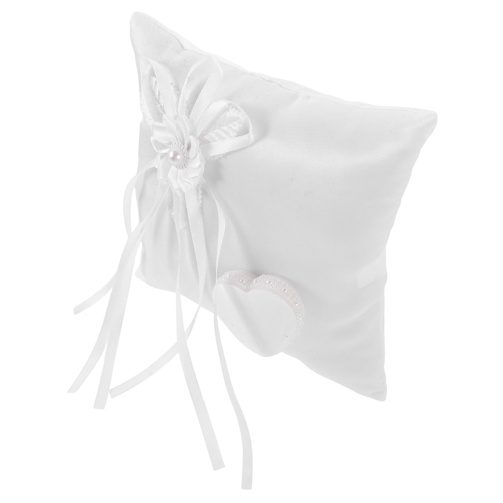 Cojín para anillos de boda blanco con flores: accesorio esencial para ceremonias nupciales