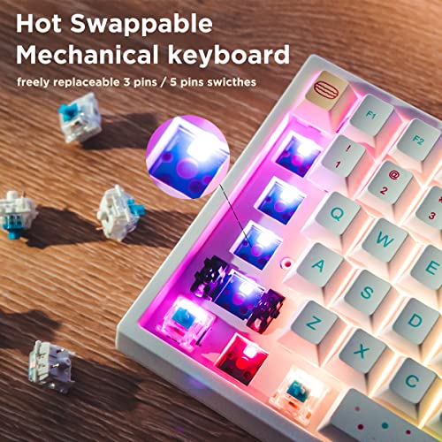 Image of YUNZII Macaron 84 84-Key RGB Hotswap Wired Mechanical Gaming Keyboard with PBT Dye-subbed Keycaps for Mac /Win /Gamers (Gateron Brown Switch,Macaron)