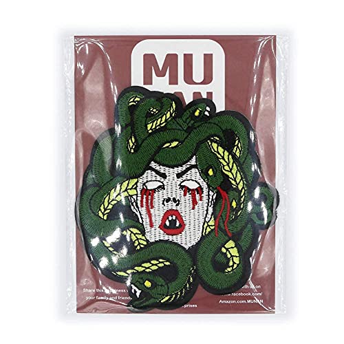 Sad Bleeding Medusa Patch Cool Punk Goth Iron On Patch Sewing Anime Embroidered Patch Badge Applique For Clothes Jacket Jeans Cap Bag #TOP5
