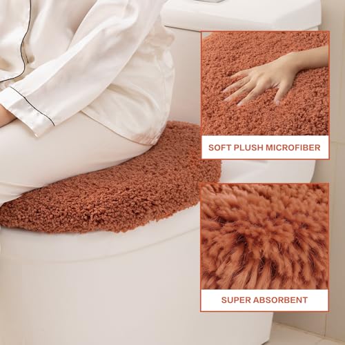 Image of Microfiber Toilet Lid Cover, 17.5 inchx15 inch Fits Round Oblong and Elongated | Toilet Seat Covers for Bathroom, Machine Washable, Decorative Fuzzy fur Look Round Toilet Seat Cover Extra Soft Absorbent