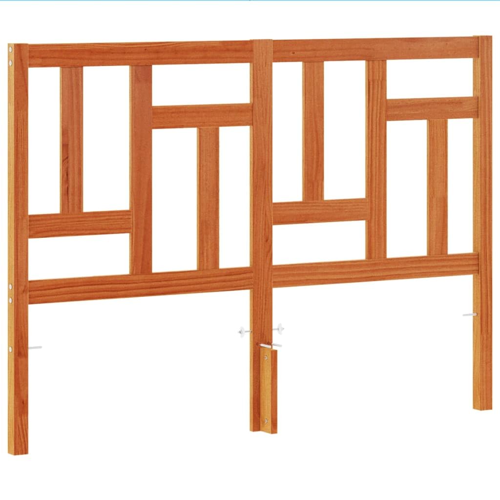 vidaXL Cabecero de Cama, Cabecera para Somier con Patas, Cabezal de Cama, Mueble para Dormitorio, Madera Maciza de Pino Marrón Cera 140 cm