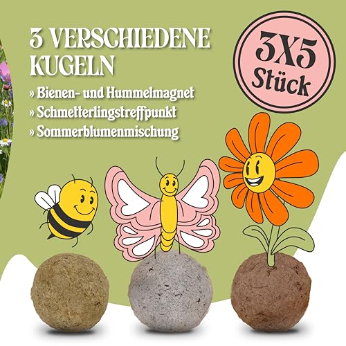 Samenbombe Loumaxx 15er Pack handgemachte Saatbomben als Geschenk